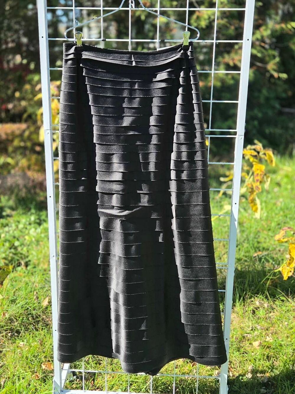 VTG 90s Tadashi Graduated Tiered Satin Maxi Skirt Sz. 10